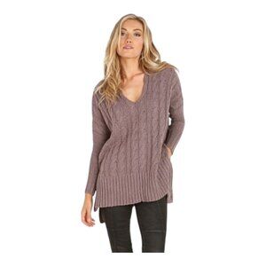 Free People V-Neck Sweater in Mauve